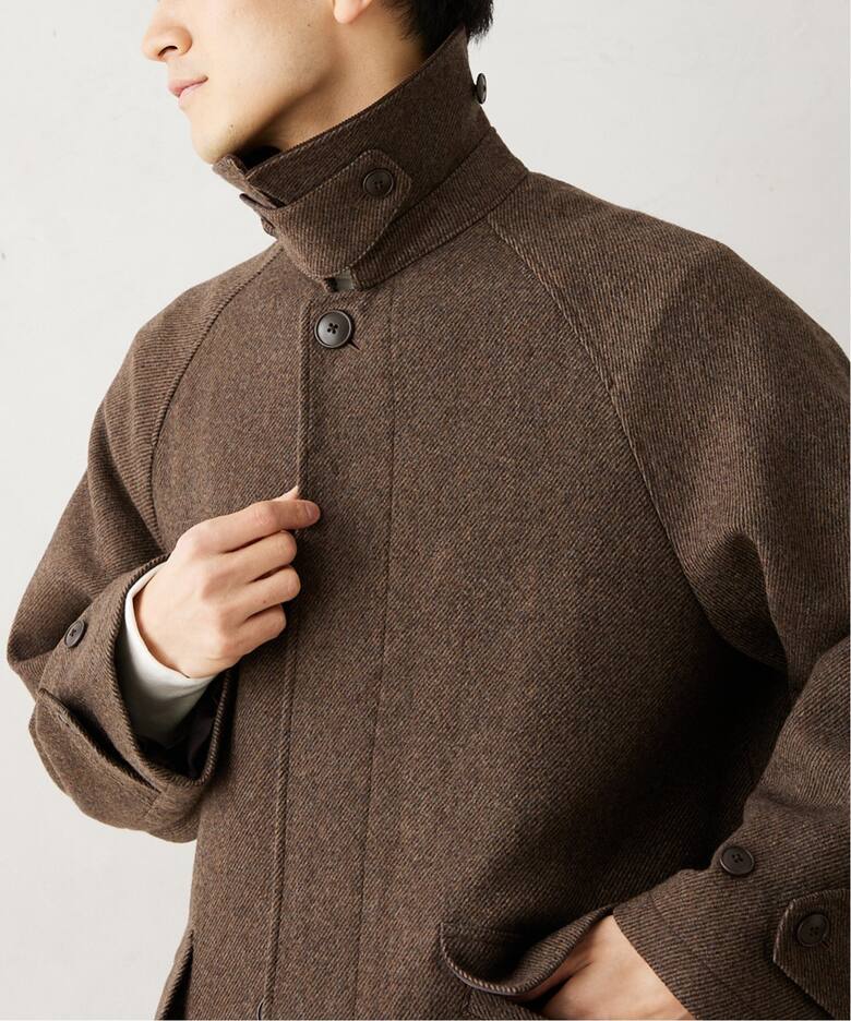 週末限定価格】INHERIT 春物 ステンカラーコート 青 Mサイズ 絞れる