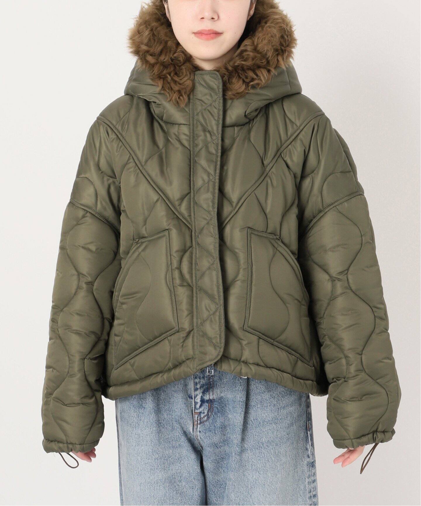 BLANCHA/ブランカ】 Nylon fabric shearling bomber（中綿 