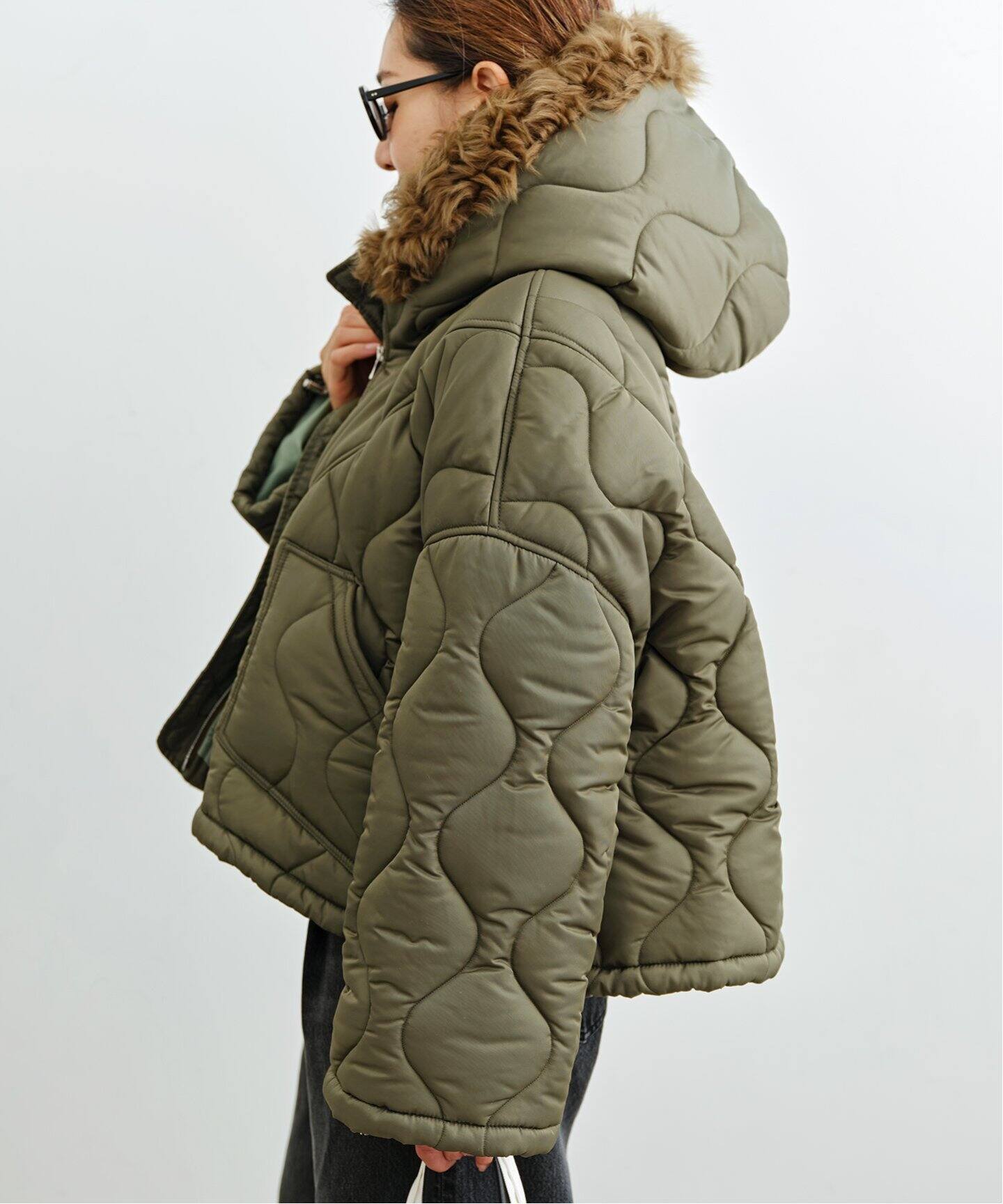 BLANCHA/ブランカ】 Nylon fabric shearling bomber（中綿  