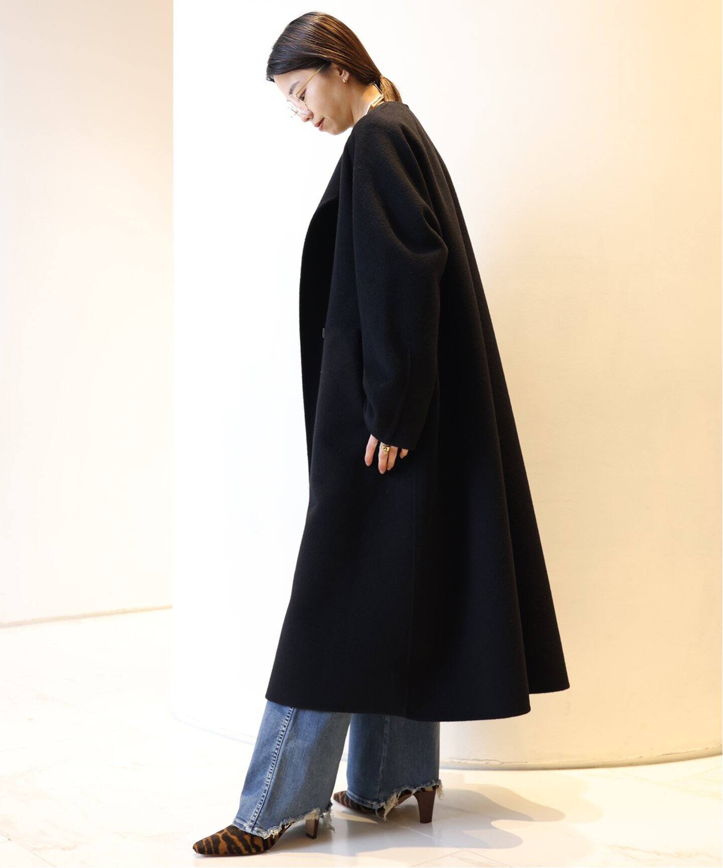ウールアンゴラ OVER コート（ノーカラーコート）｜MUSE de Deuxieme  