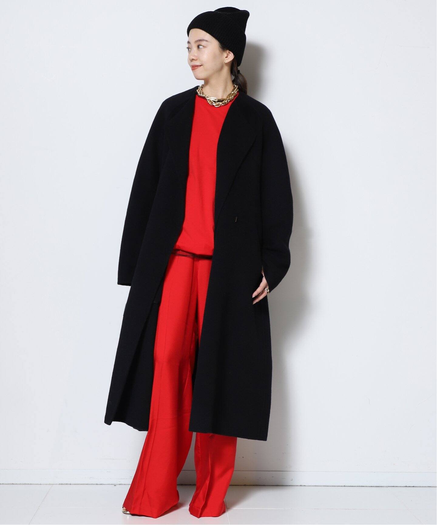 MUSE de Deuxieme Classe ダブルクロスノーカラーコート（ミューズドゥ  