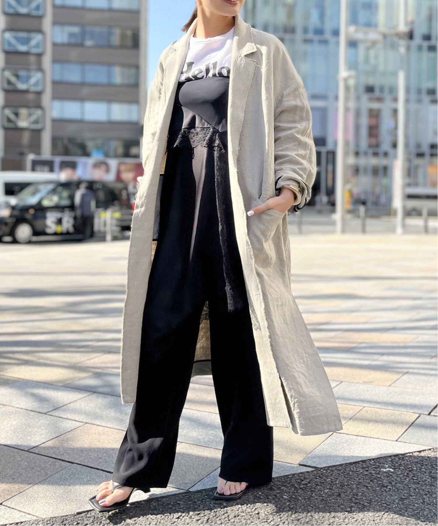 Linen Coat（チェスターコート）｜L 