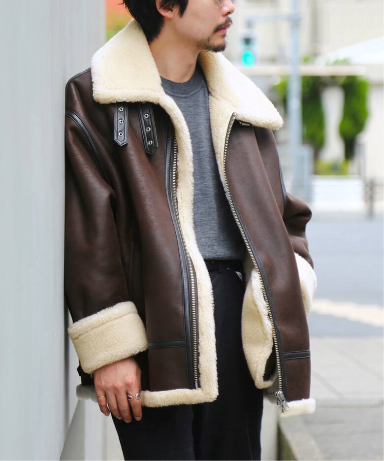 DUNST/ダンスト】別注 boa riders coat (BROWN)（レザー 
