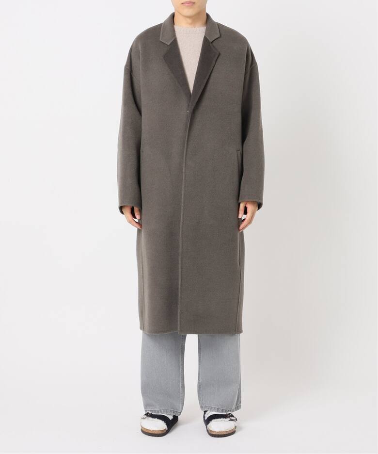 FOLL / フォル】super130s wool-cashmere rever coat（ノーカラー 