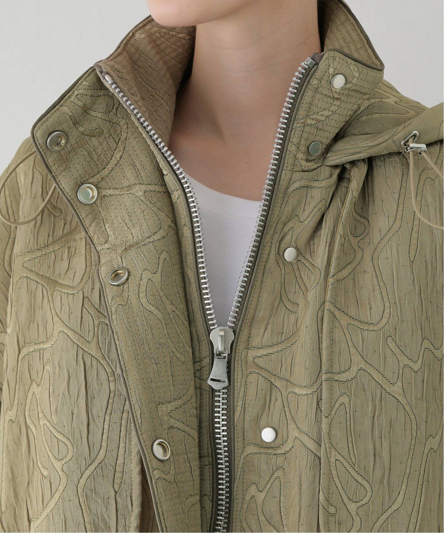 TODAYFUL】Jacquard Down Coat カーキ 36