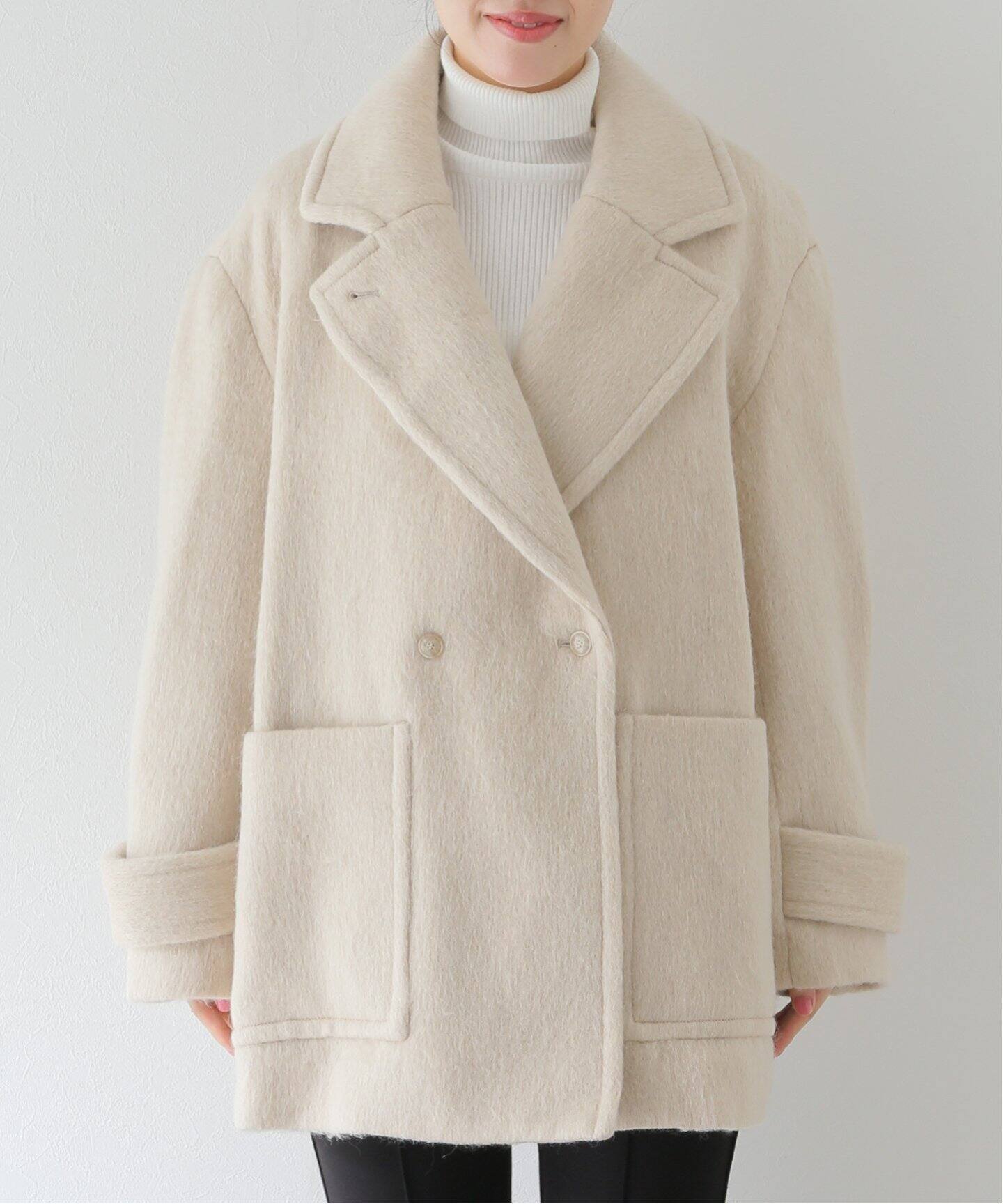 Hella ヘラ】WOOL MOHAIR SHORT コート - ピーコート・ウールコート
