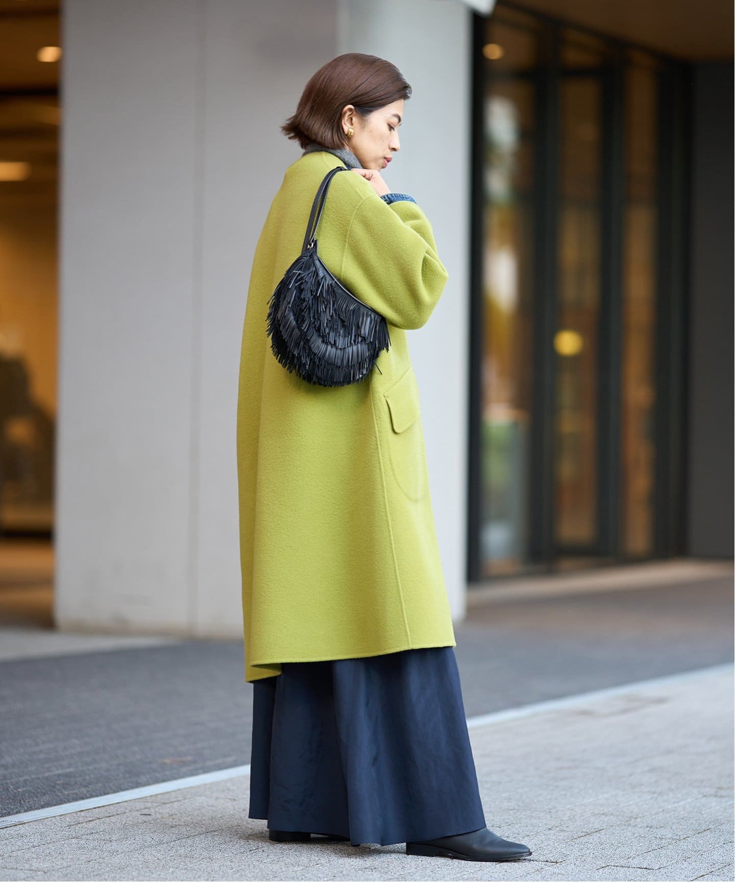 モッサーダブルフェイス Vネックコート（ノーカラーコート