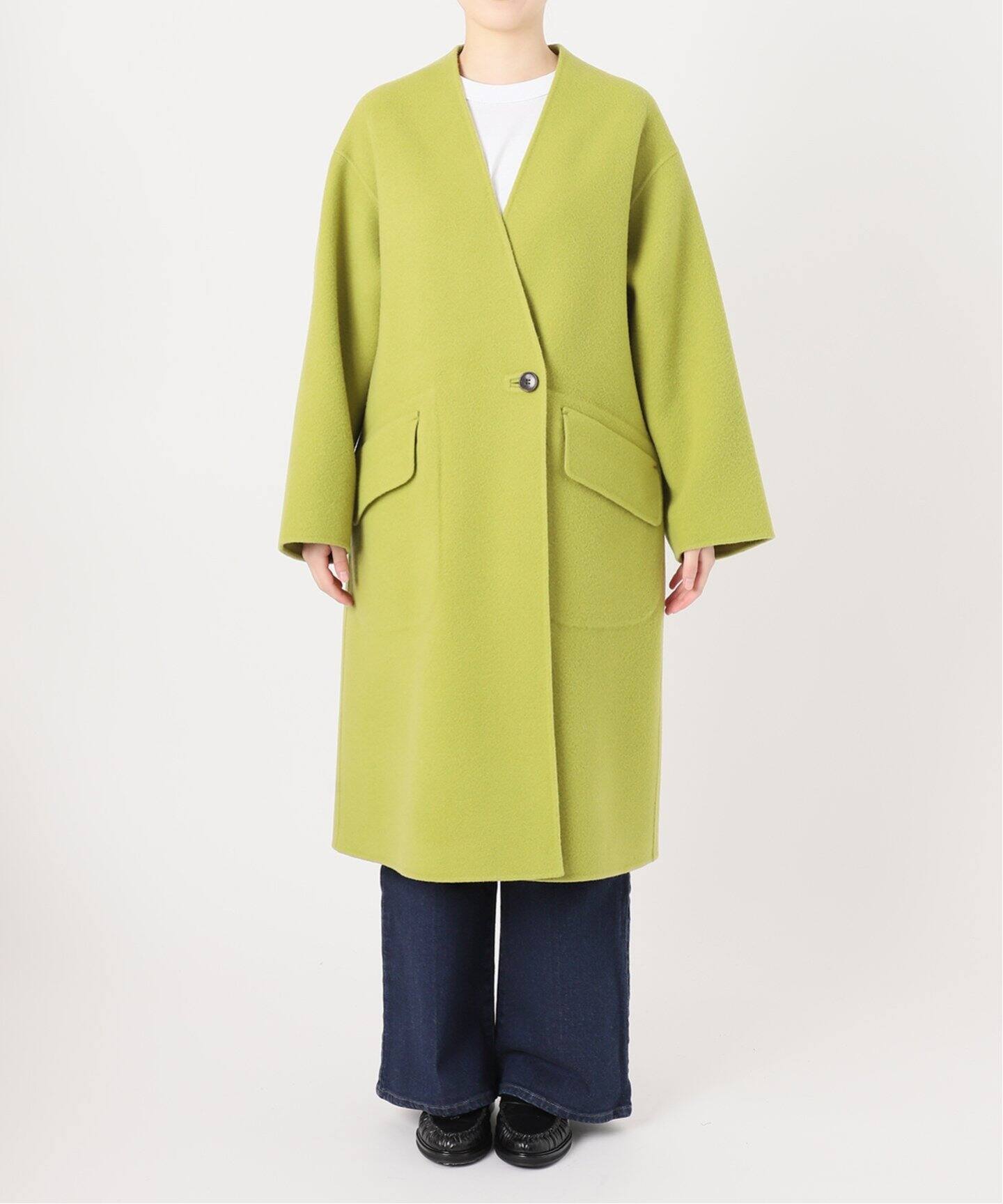 モッサーダブルフェイス Vネックコート（ノーカラーコート