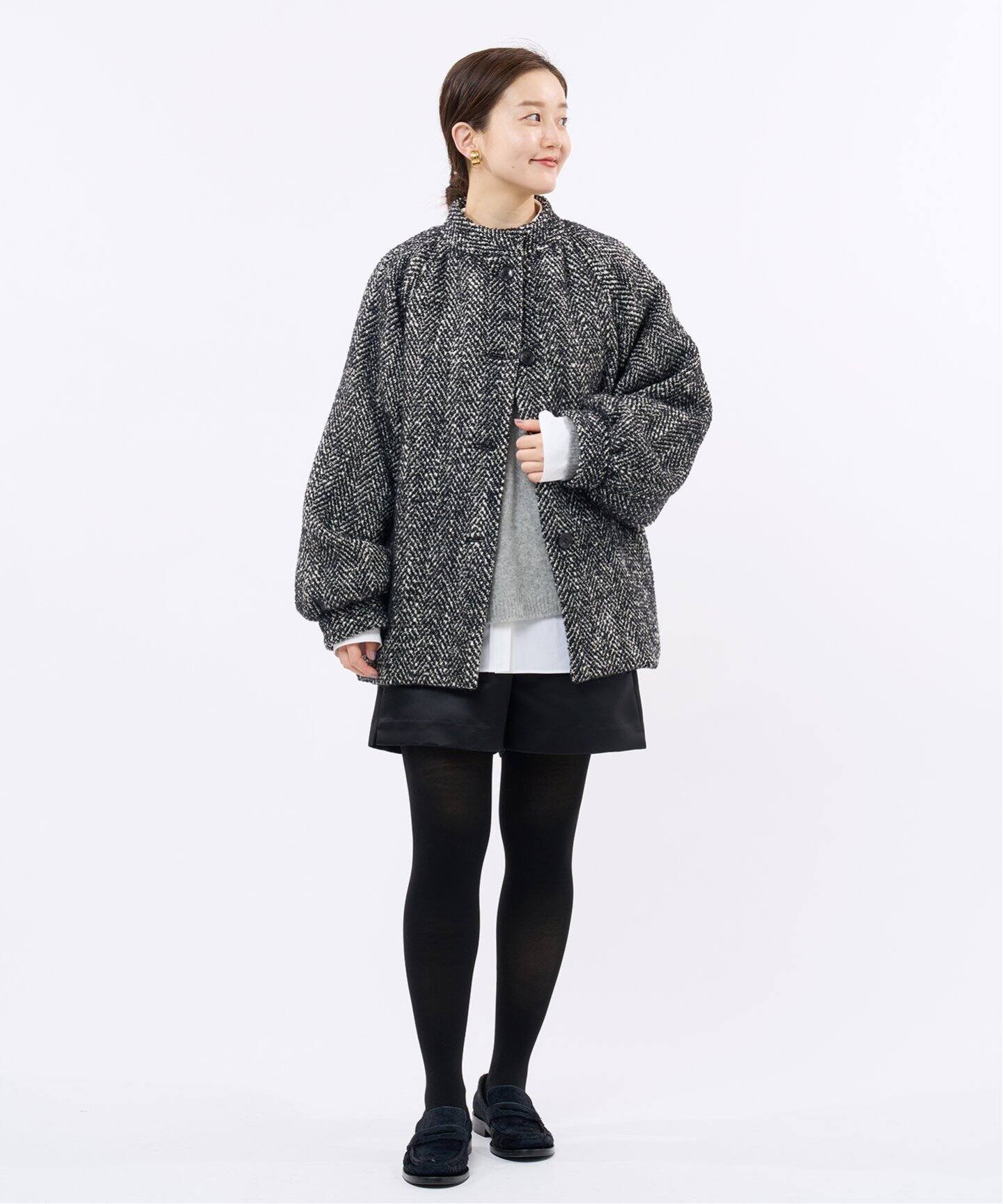 定価5.7万 IENA 23AW ヘリンボンツイード ハーフコート 36 