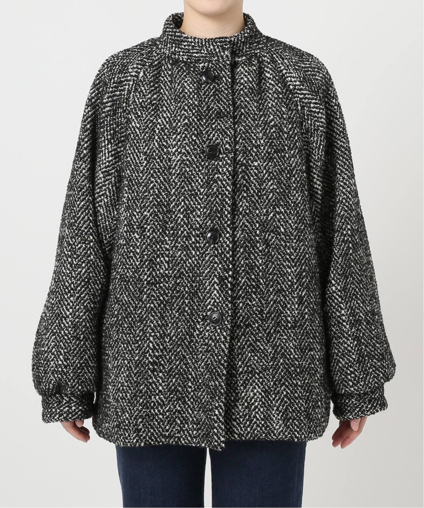 定価5.7万 IENA 23AW ヘリンボンツイード ハーフコート 36 