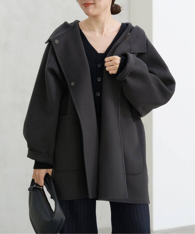 SUPER120 ダブルフェイスフードコート（その他ブルゾン／アウター  