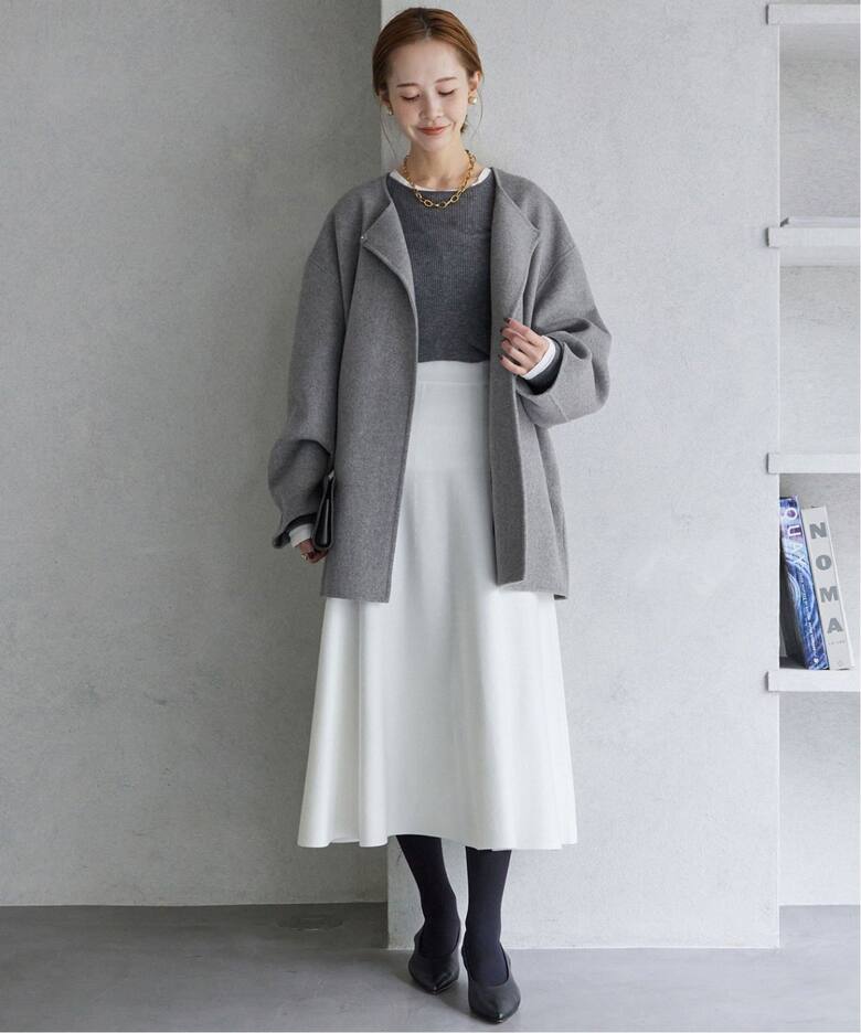 追加》HAMILTONダブルフェイスショートコート（ノーカラーコート  