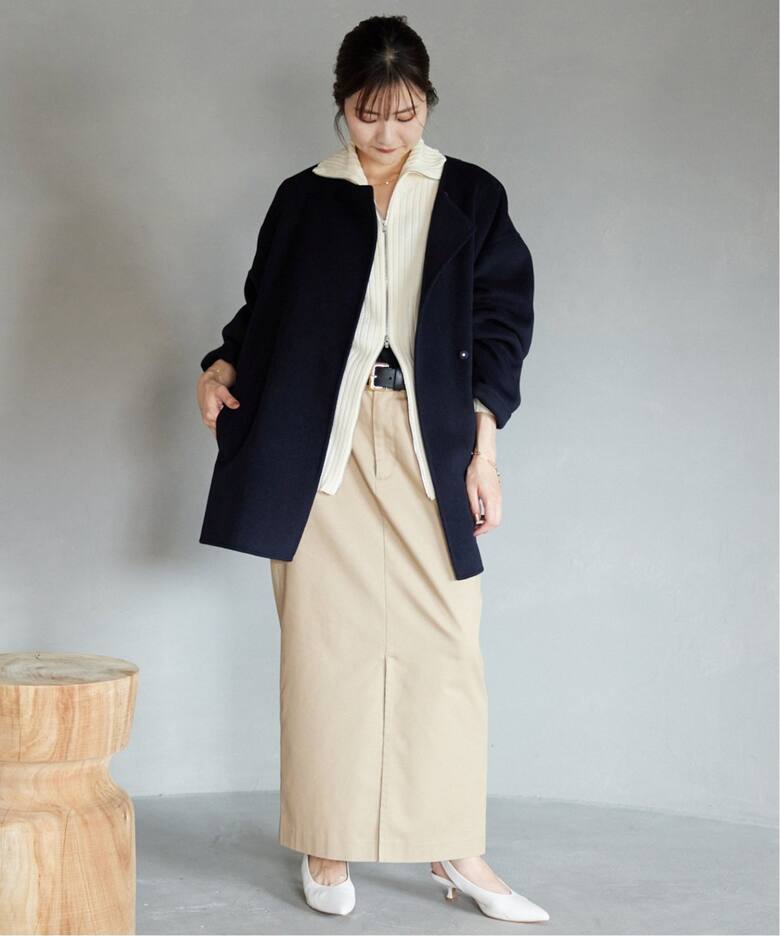 追加》HAMILTONダブルフェイスショートコート（ノーカラーコート  