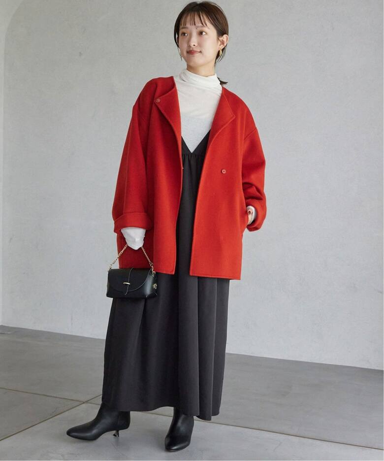 追加》HAMILTONダブルフェイスショートコート（ノーカラーコート  