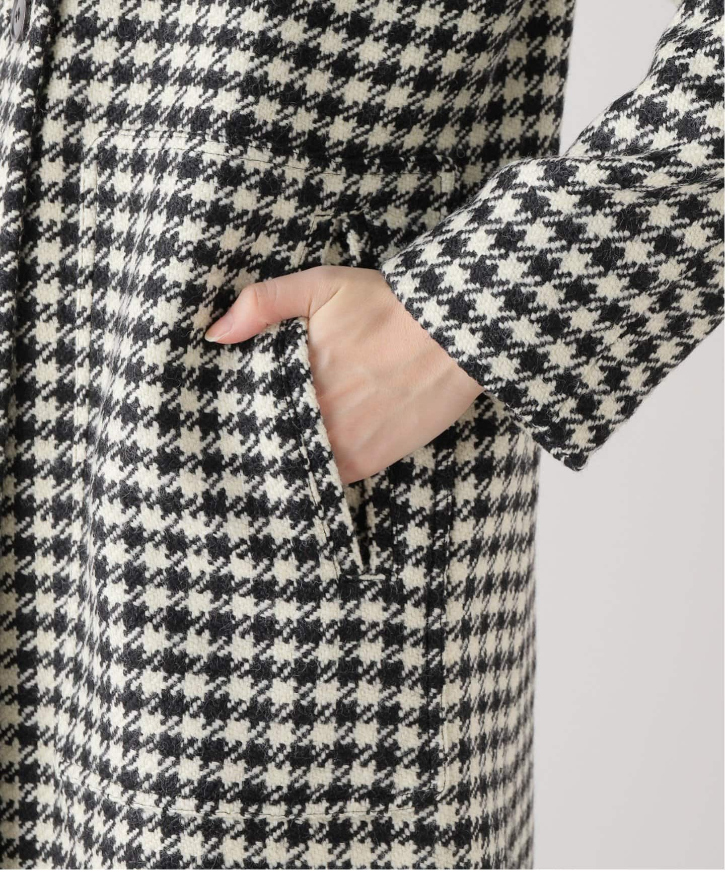 IENA LA BOUCLE Dogtooth Uネックコート（その他ブルゾン／アウター