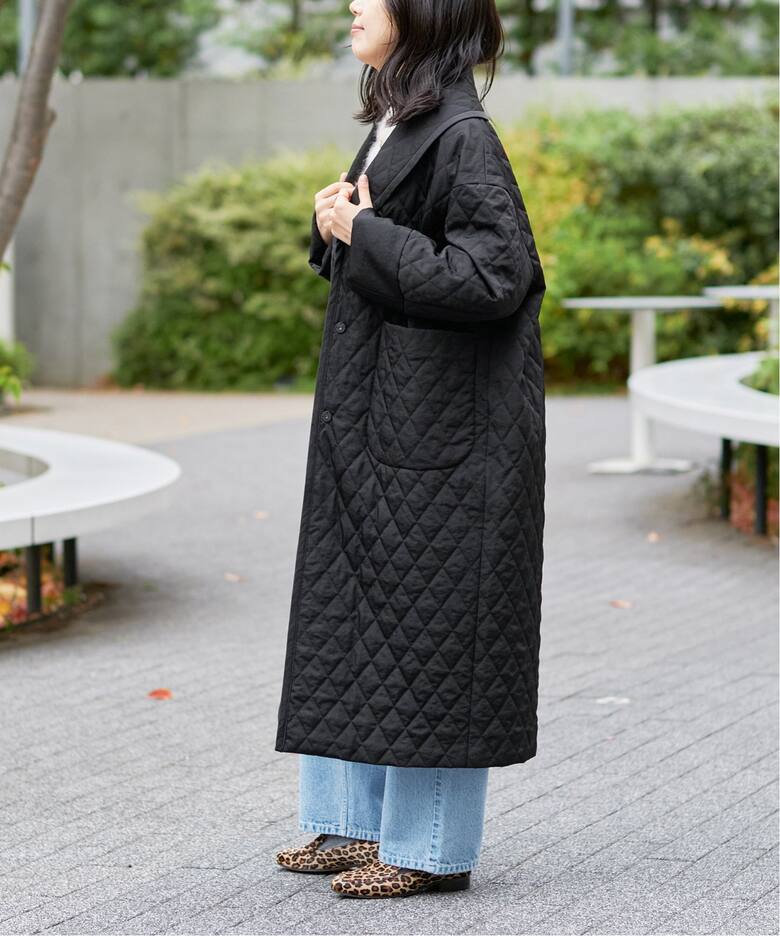 極美品 キルティングコート 2way 中綿 ノーカラーコート 冠婚葬祭 IENA  