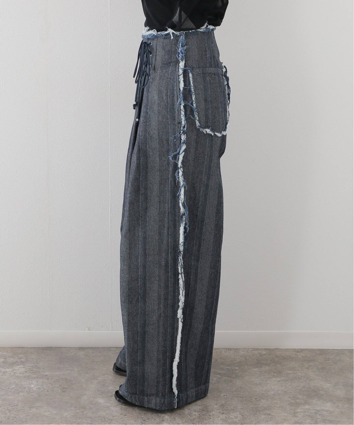 LIVINGTONE/リヴィントーン】Lace up waist：デニムパンツ（デニム 