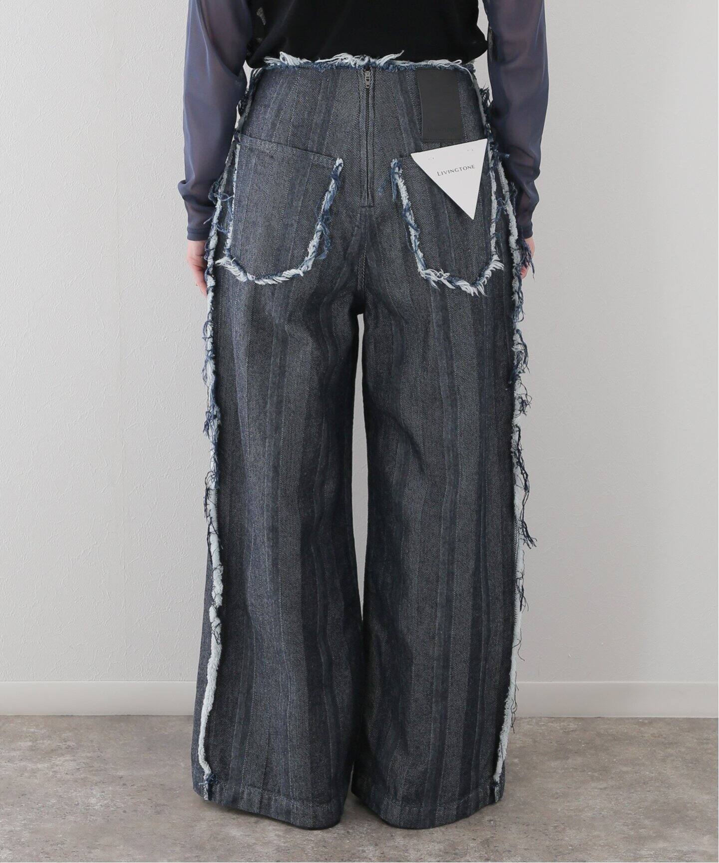 LIVINGTONE/リヴィントーン】Lace up waist：デニムパンツ（デニム 