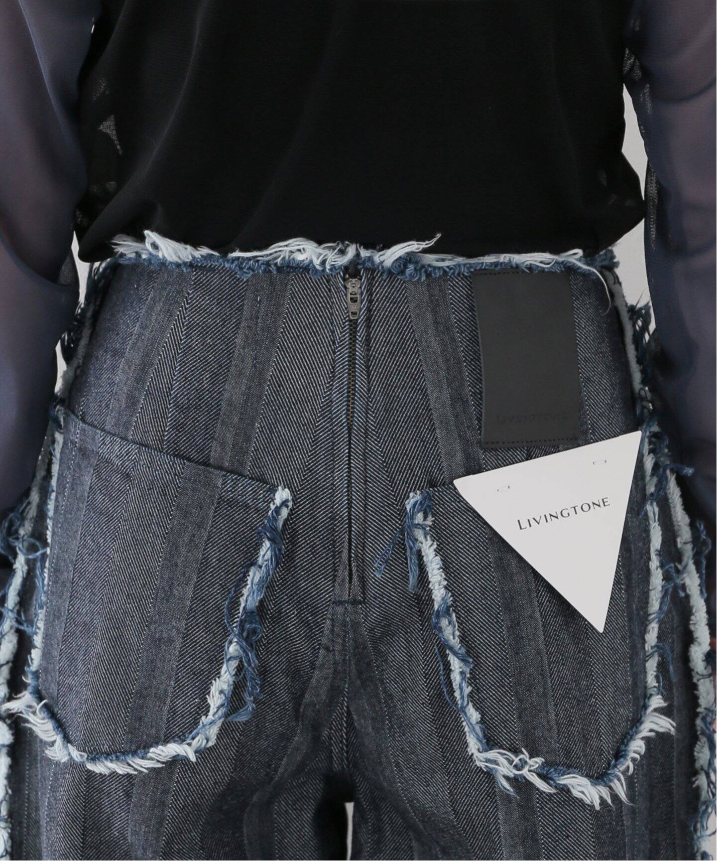 LIVINGTONE/リヴィントーン】Lace up waist：デニムパンツ（デニム 