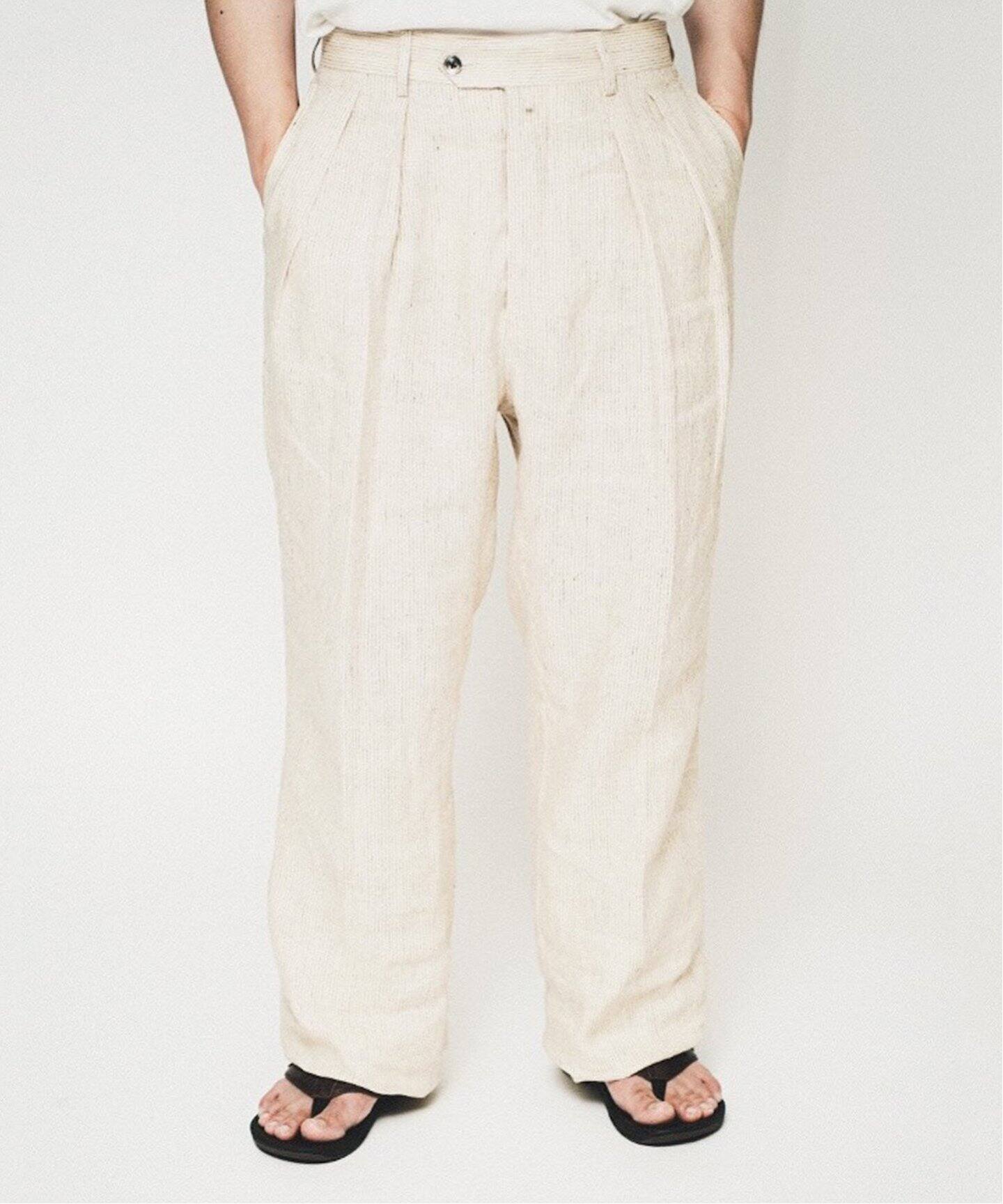 NEAT / ニート】SICILIAN LINEN STRIPE Wide Type1（スラックス）｜L  