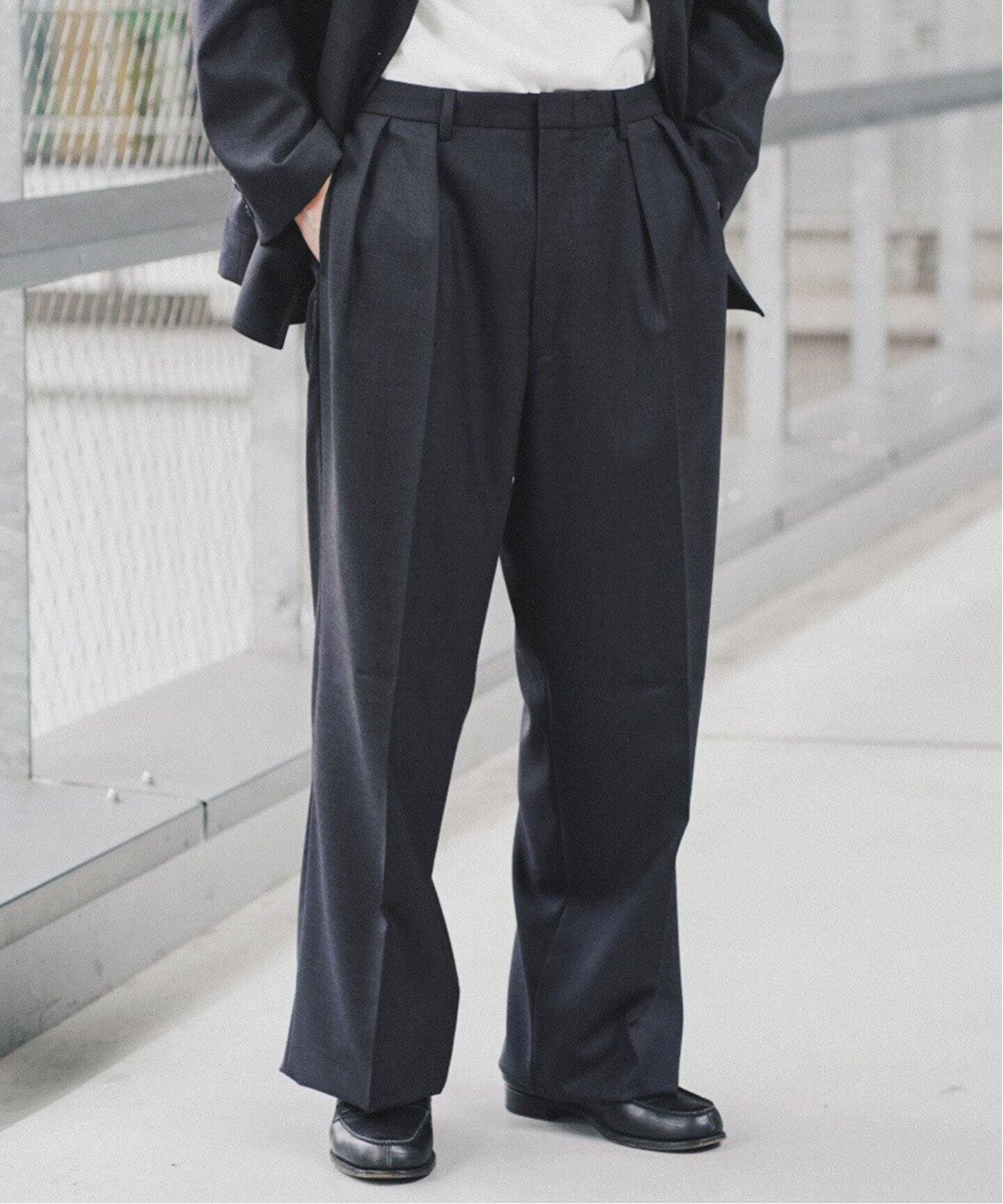 LE / エルイー】WIDE 2TUCK WOOL PANTS（スラックス）｜L