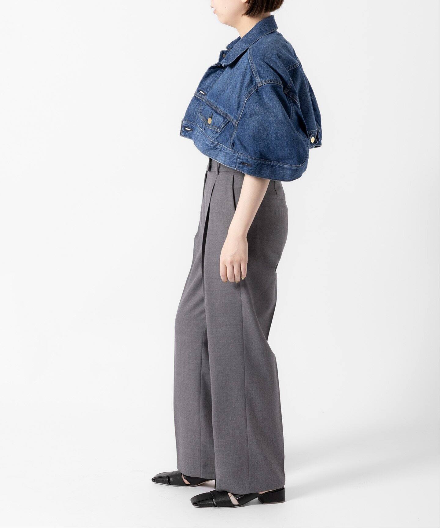 【良品】ガンリュウ　スラックス　2015SS　タック　ウールギャバ　ギャバジン CABaN ウールギャバジン 1タックテーパードパンツ （その他