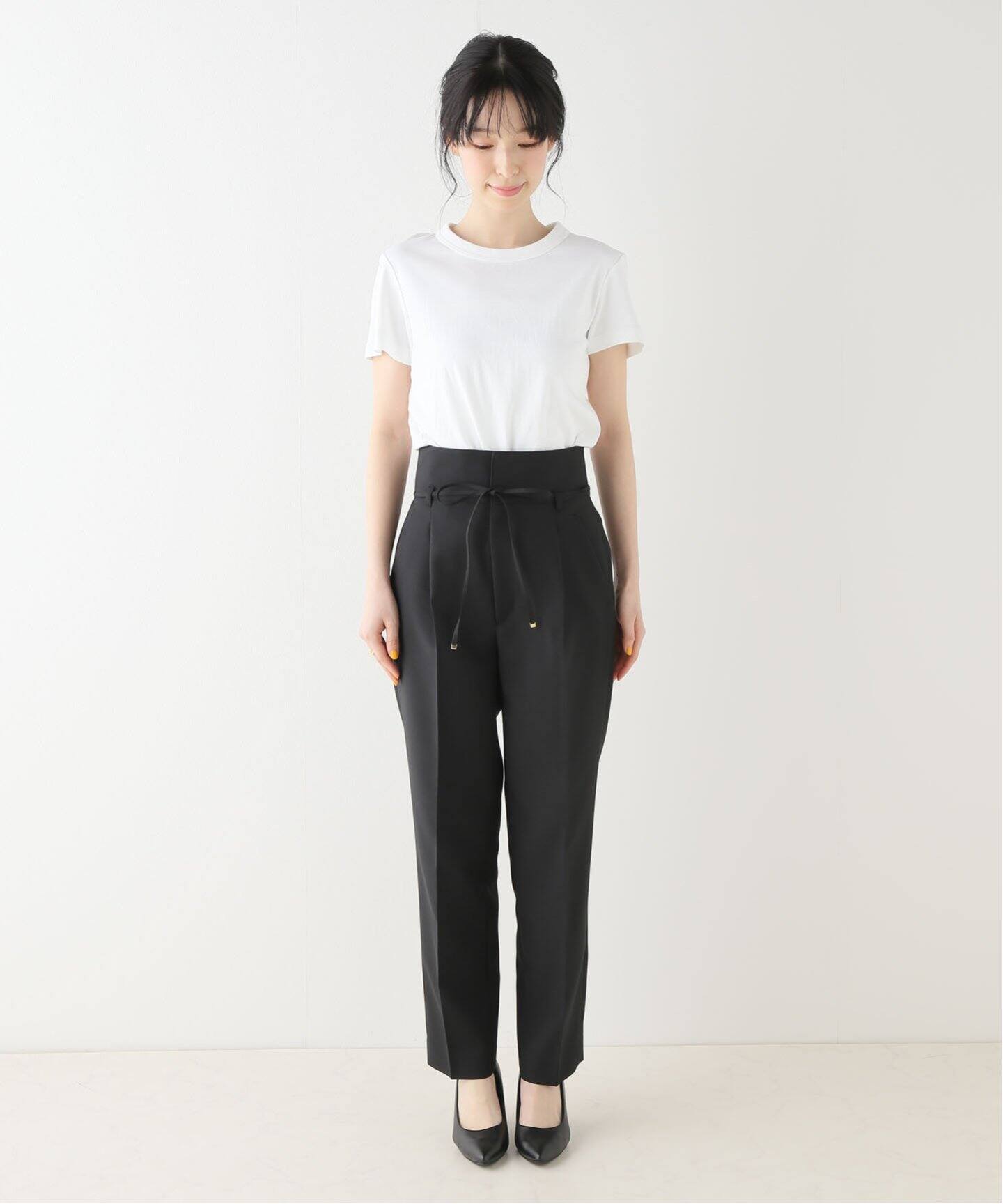 La TOTALITE - いの シャンブレー リボン タックパンツ（スラックス）｜La Totalite