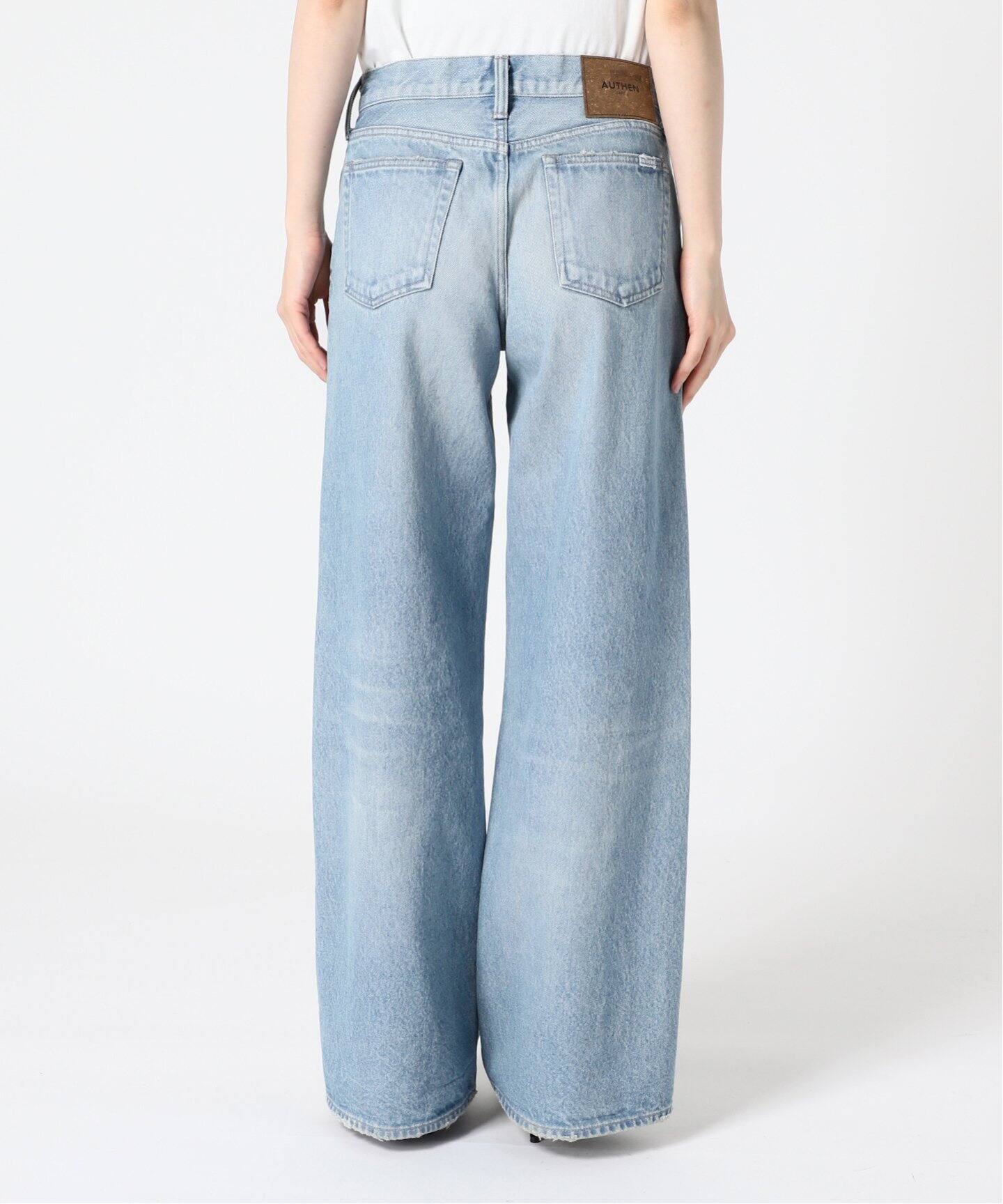 AUTHEN/オーセン】 ローライズワイドレッグダメージデニム（デニム  