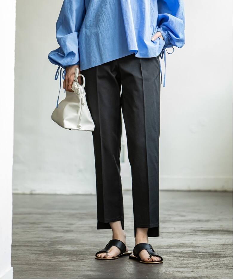 追加》ドライコットンリネンステップヘムパンツ 3（スラックス  