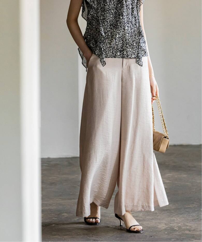 追加》ファジーリネンスリットフレアパンツ2（スラックス）｜NOBLE  