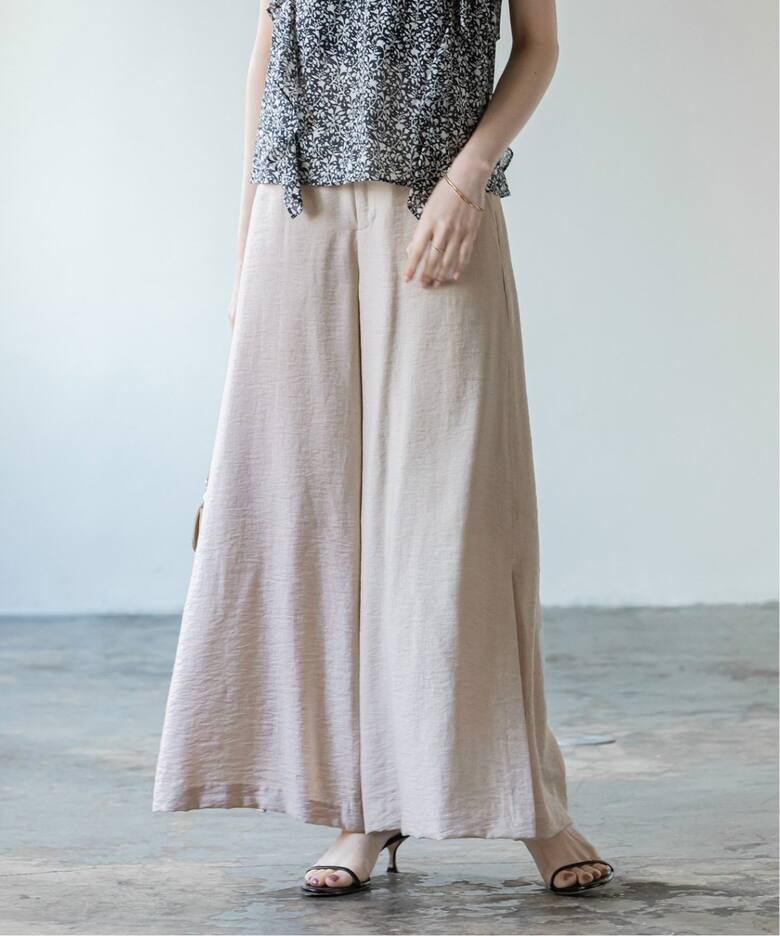 追加》ファジーリネンスリットフレアパンツ2（スラックス）｜NOBLE  