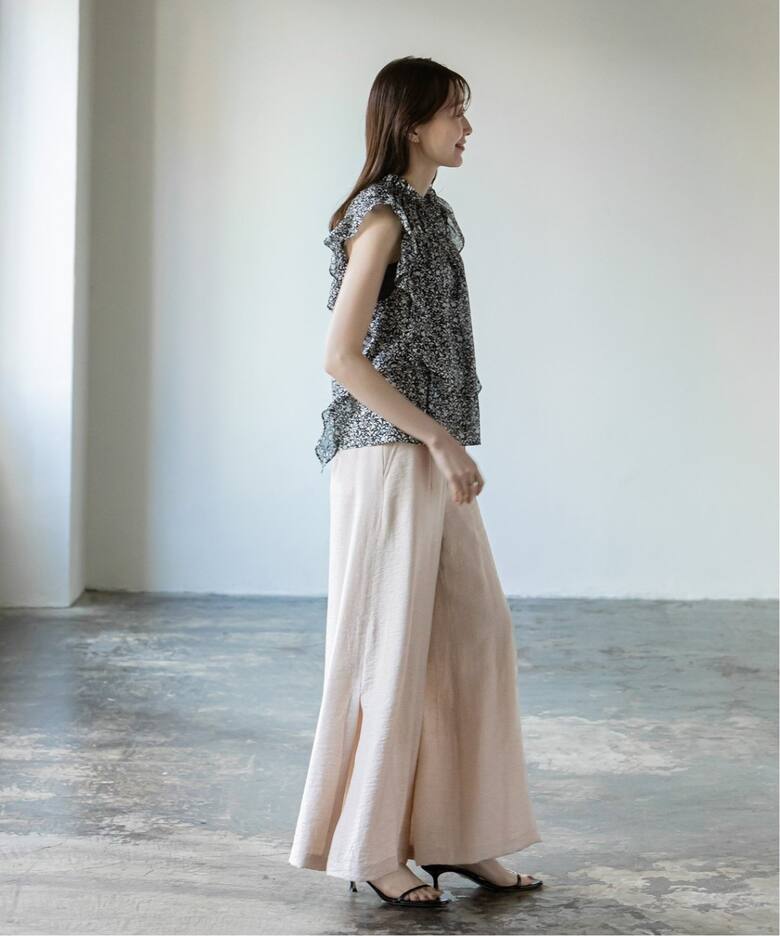 追加》ファジーリネンスリットフレアパンツ2（スラックス）｜NOBLE  