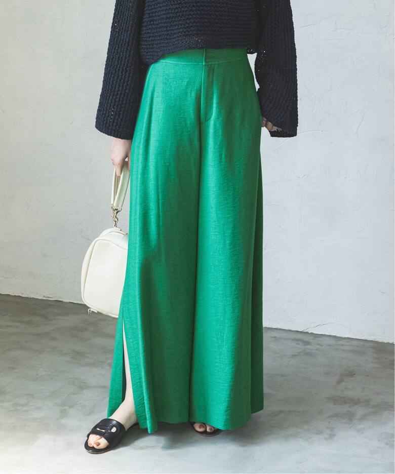 追加》ファジーリネンスリットフレアパンツ2（スラックス  