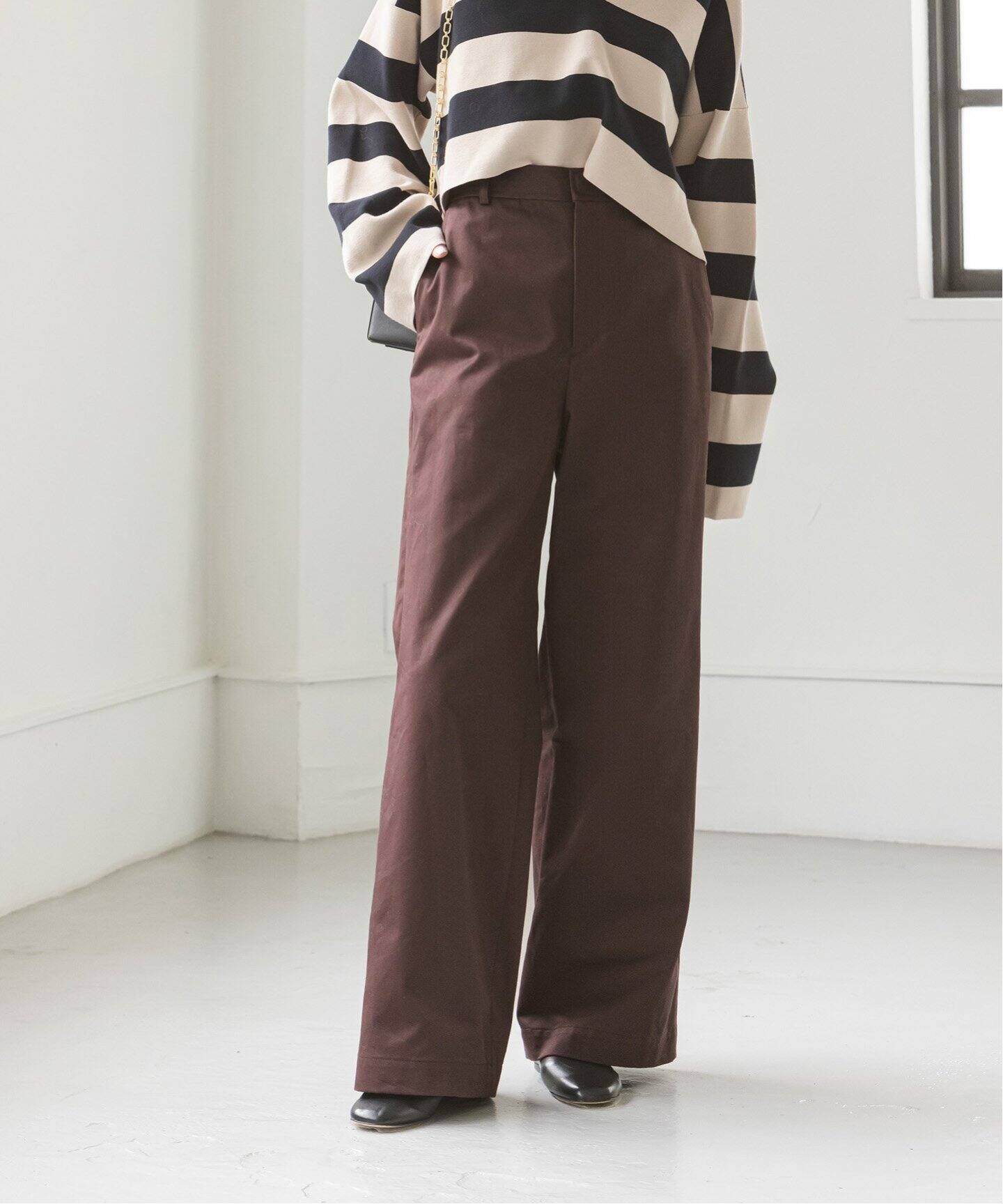 ワイドチノクロスストレートパンツ（スラックス）｜NOBLE（ノーブル  