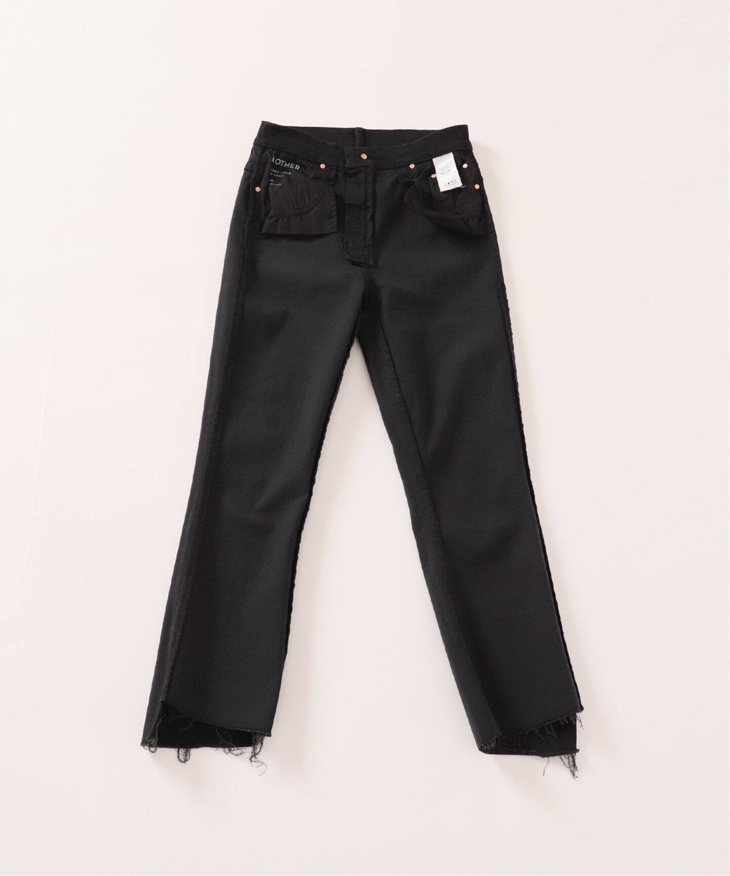 MOTHER】INSIDER CROP STEP FRAY(ブラック)（デニムパンツ・ジーンズ  