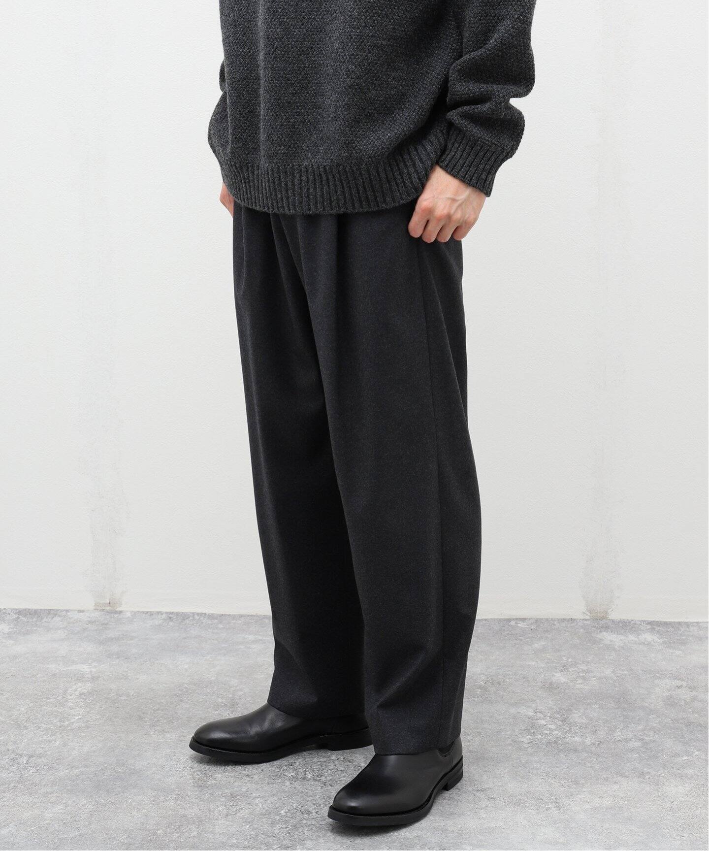 ATON / エイトン】MERINO COLLEGE FLANNEL WIDE PANTS（スラックス 