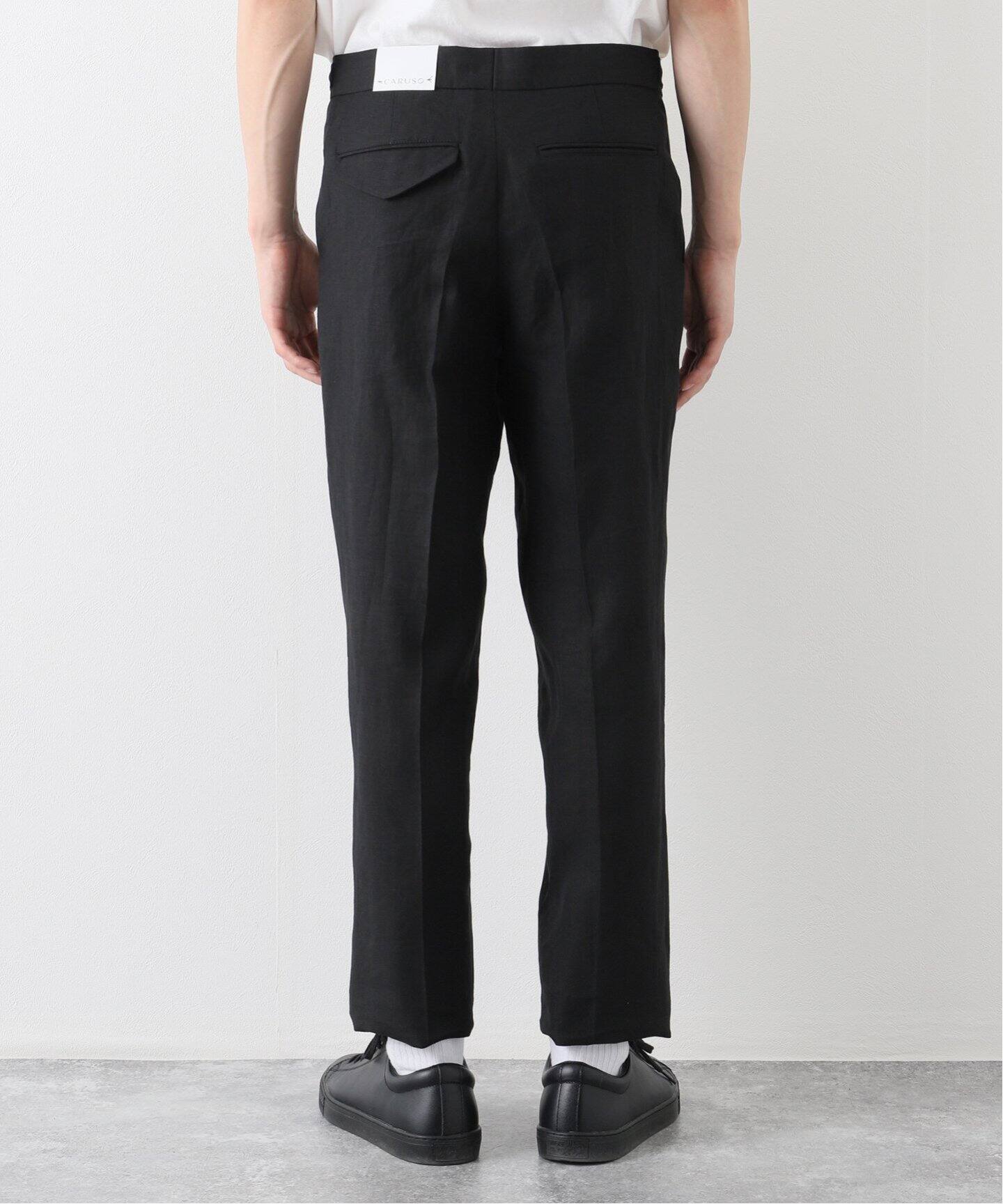 CARUSO スラックス ベルトレス BLACK 美品 メンズ｜スラックス