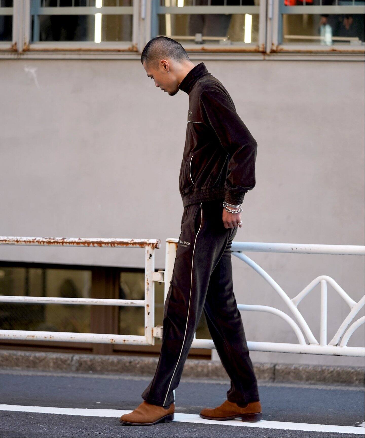 SPORTY&RICH / スポーティアンドリッチ】SCRIPT VELOUR TRACK PANTS