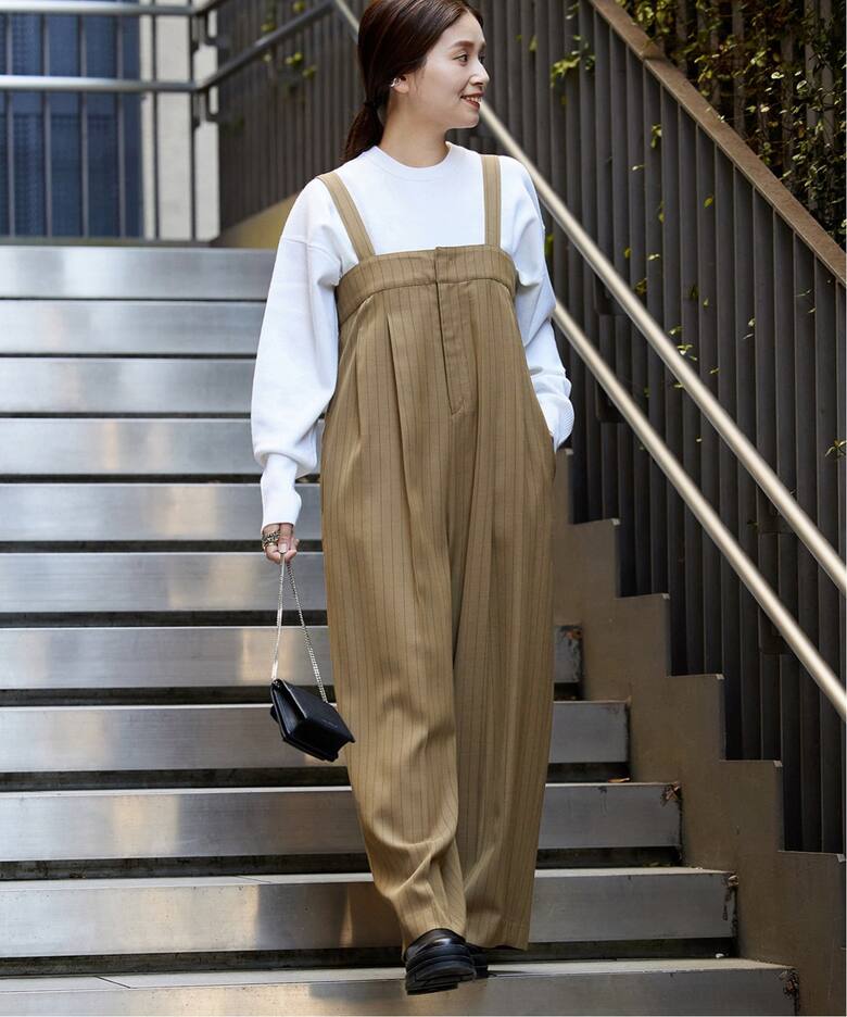 クリアツイルハイウエストサロペットパンツ（サロペット 