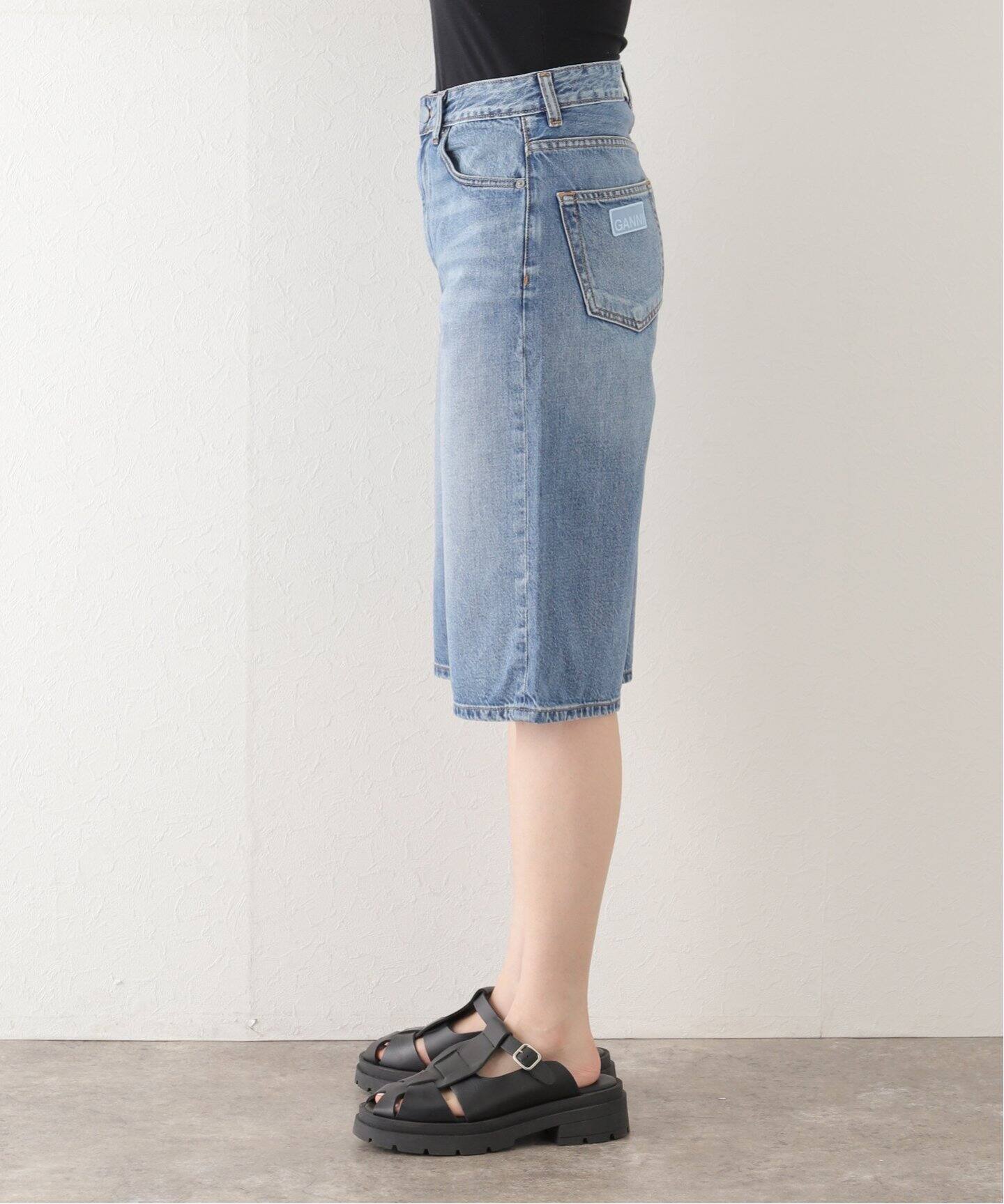 GANNI / ガニー】Vintage Washed Denim Wide Shorts：ショートパンツ 