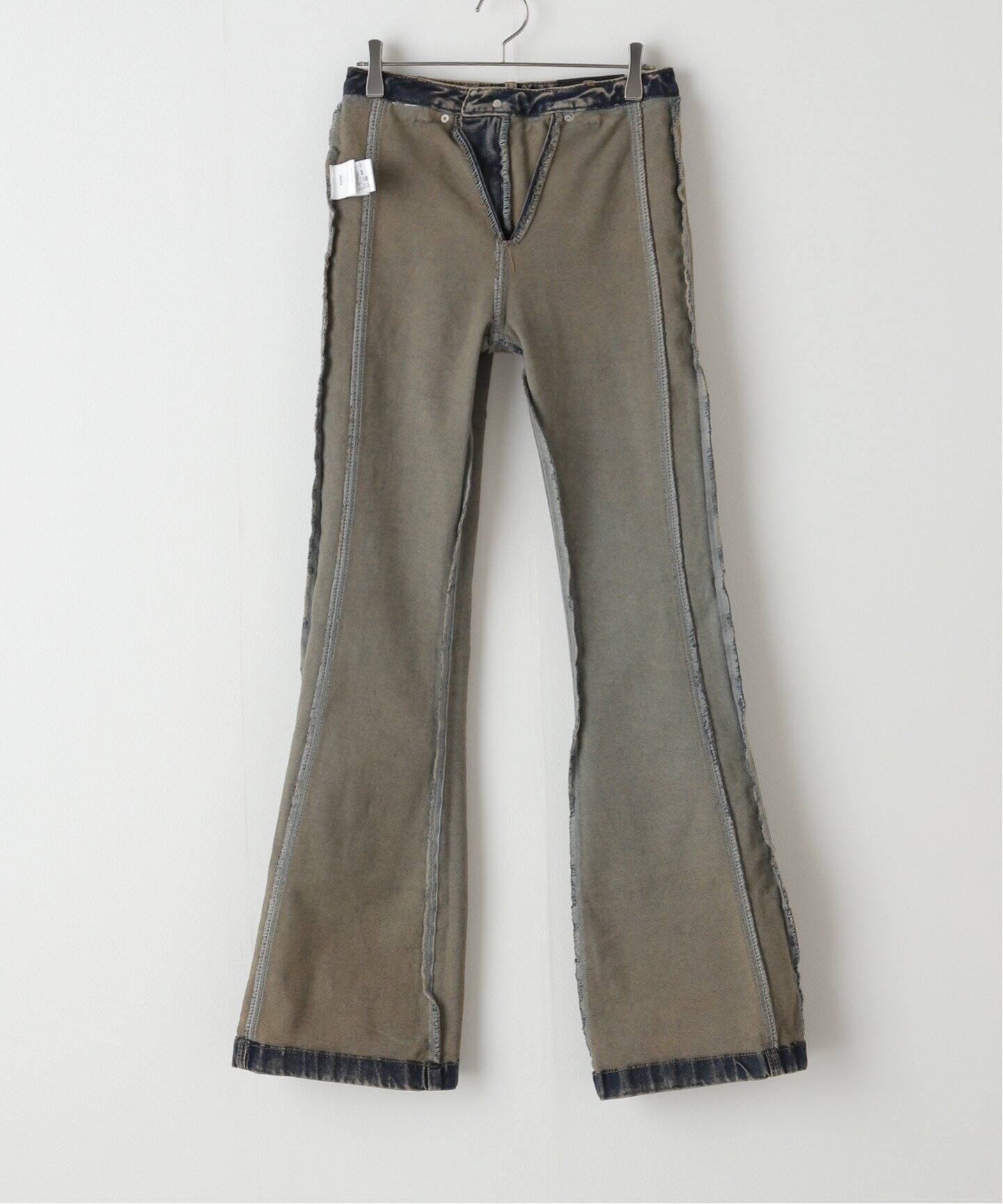 YUSE/ユズ】 SKIRT LAYERED BOOTS CUT DENIM PANTS：レイヤード 