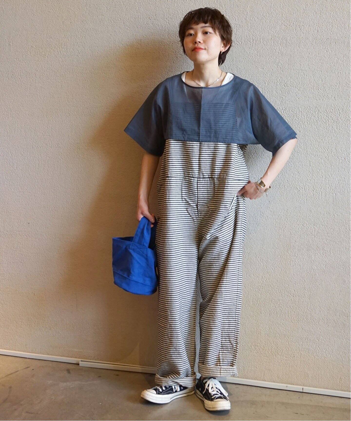 ヘリンボーダーキャミサロペット（サロペット／オーバーオール  