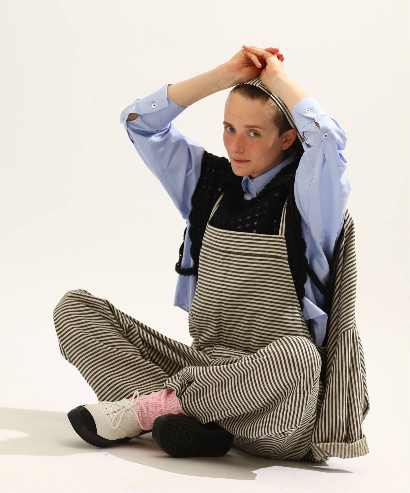 ヘリンボーダーキャミサロペット（サロペット／オーバーオール  