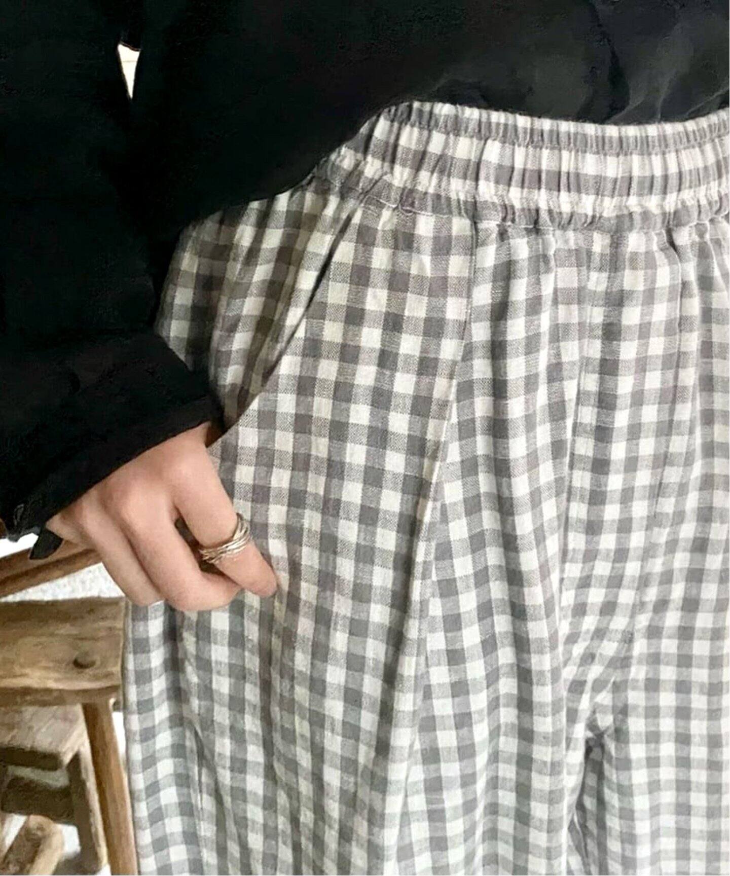 リネンチェック イージータックパンツ（その他パンツ）｜journal  