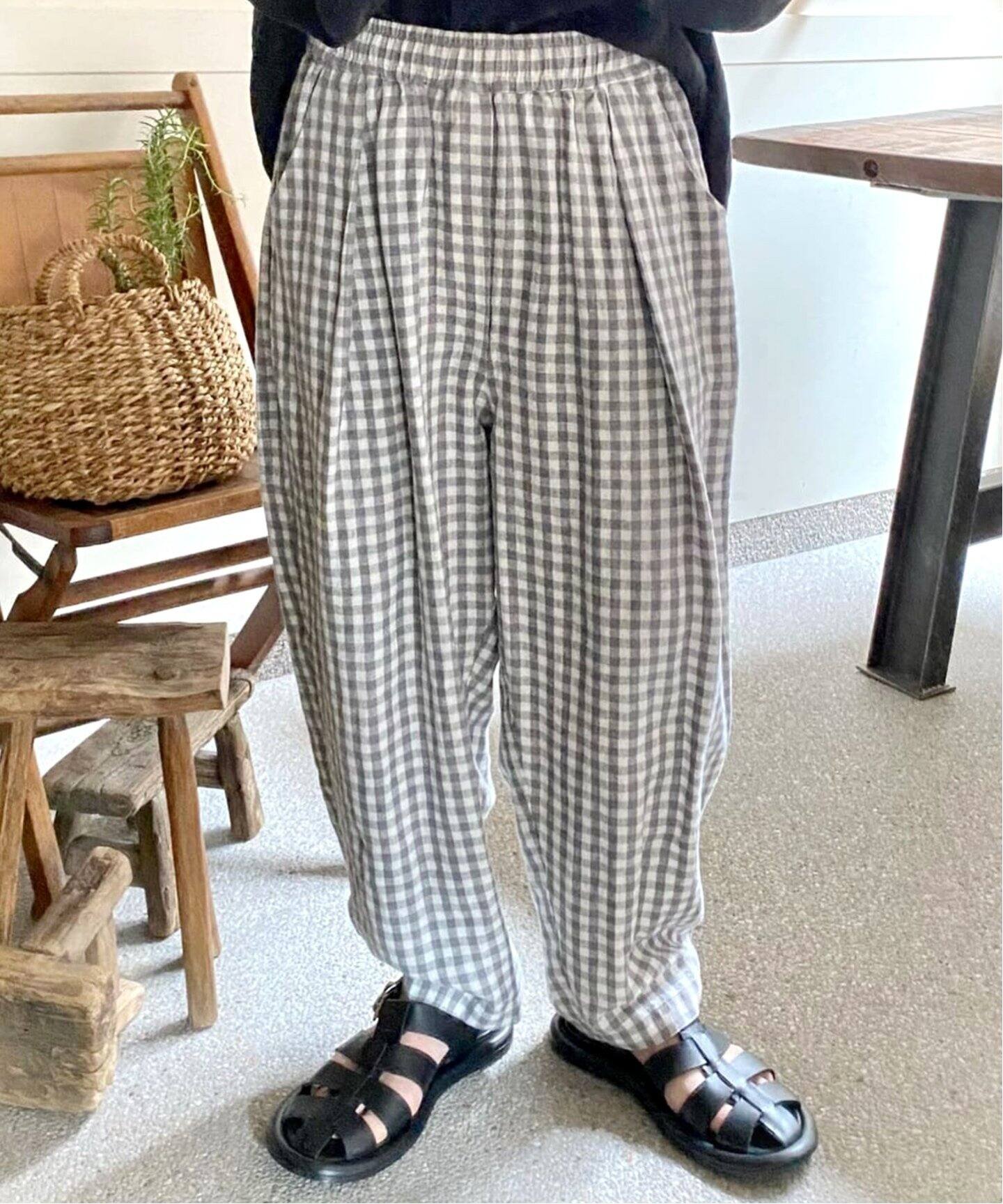 リネンチェック イージータックパンツ（その他パンツ）｜journal  