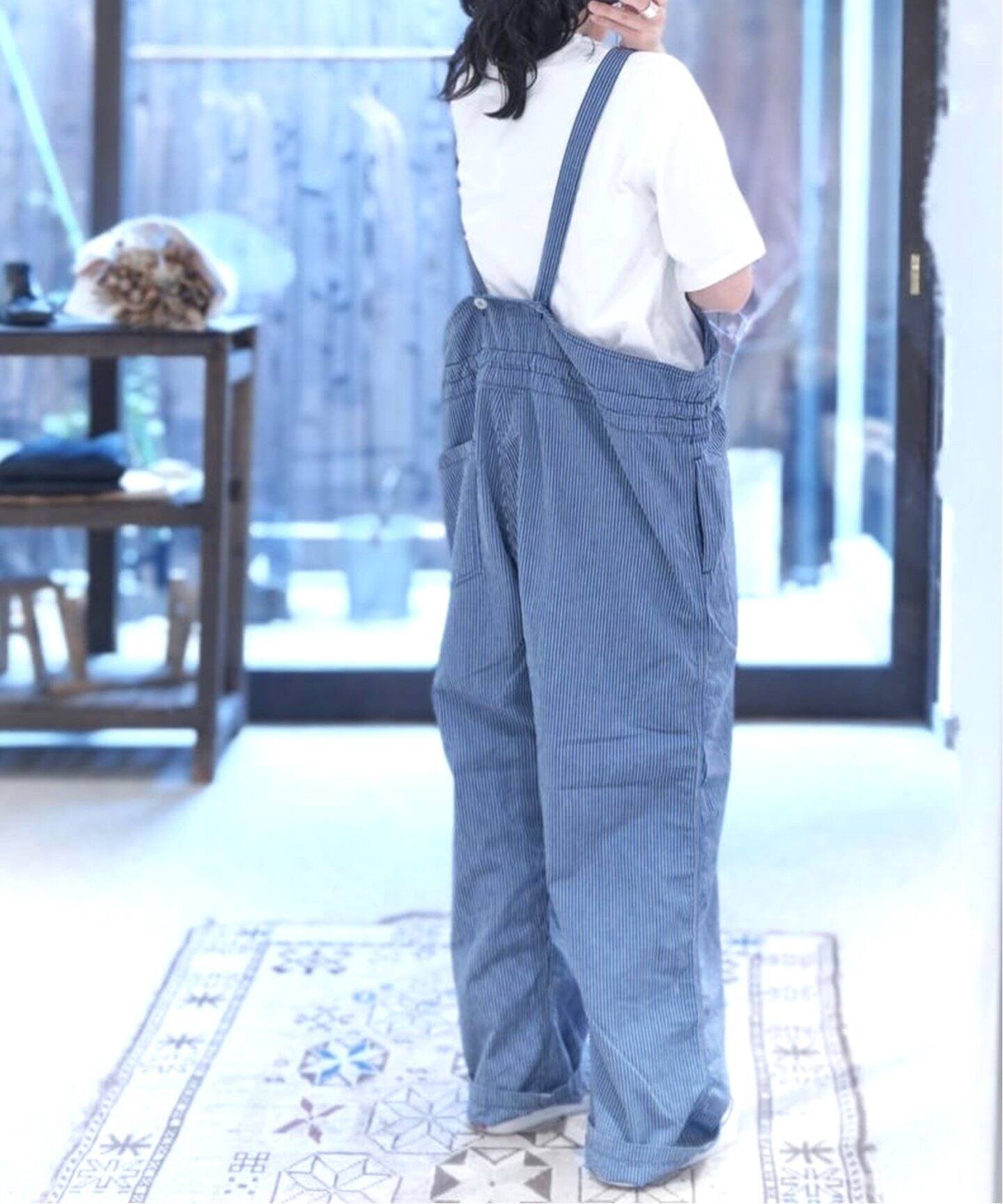 ARMEN/アーメン】STRIPE CHAMBRAY SALOPETTE（サロペット  