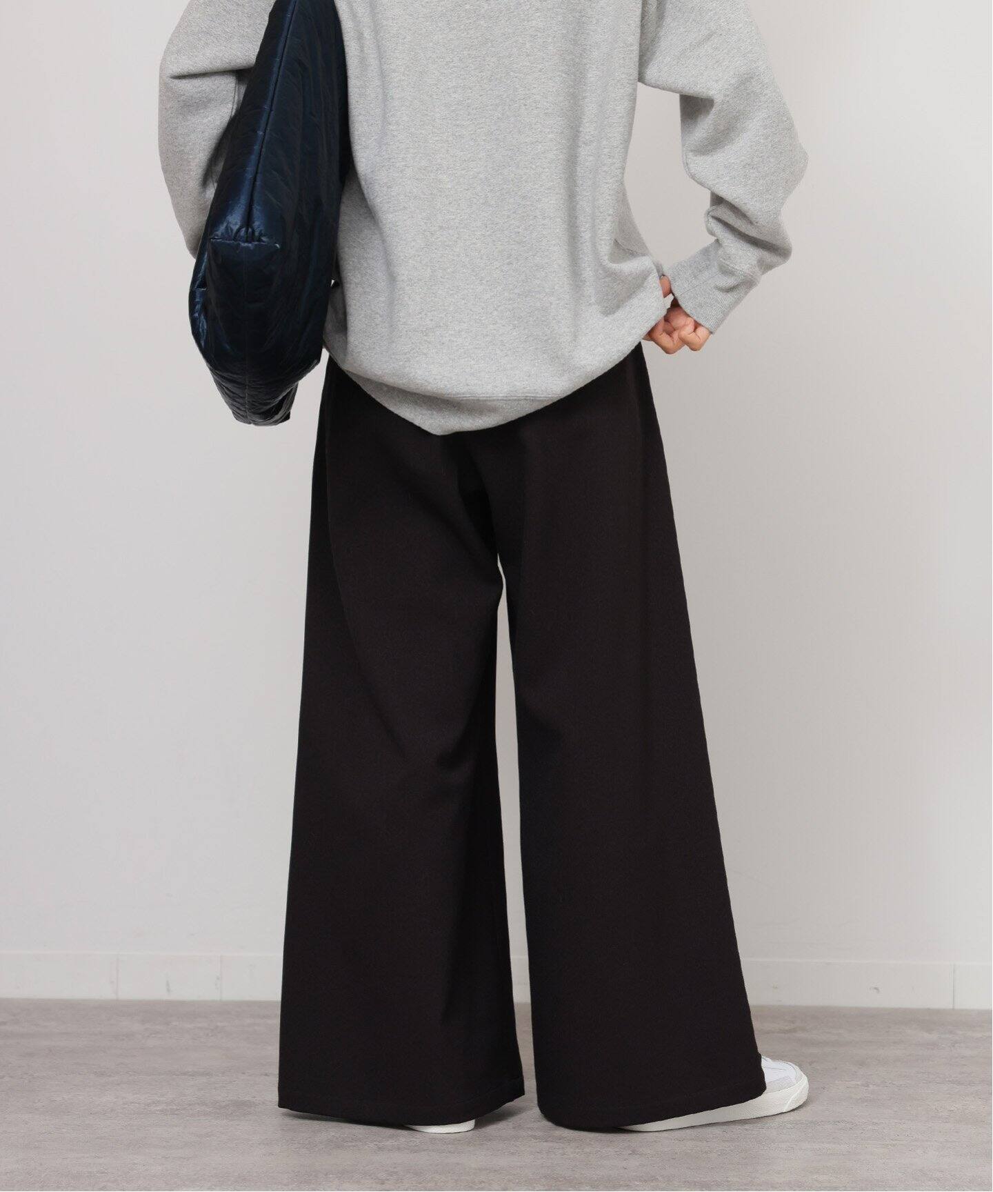 追加2》ウォッシャブルサージストレッチタックワイドパンツ