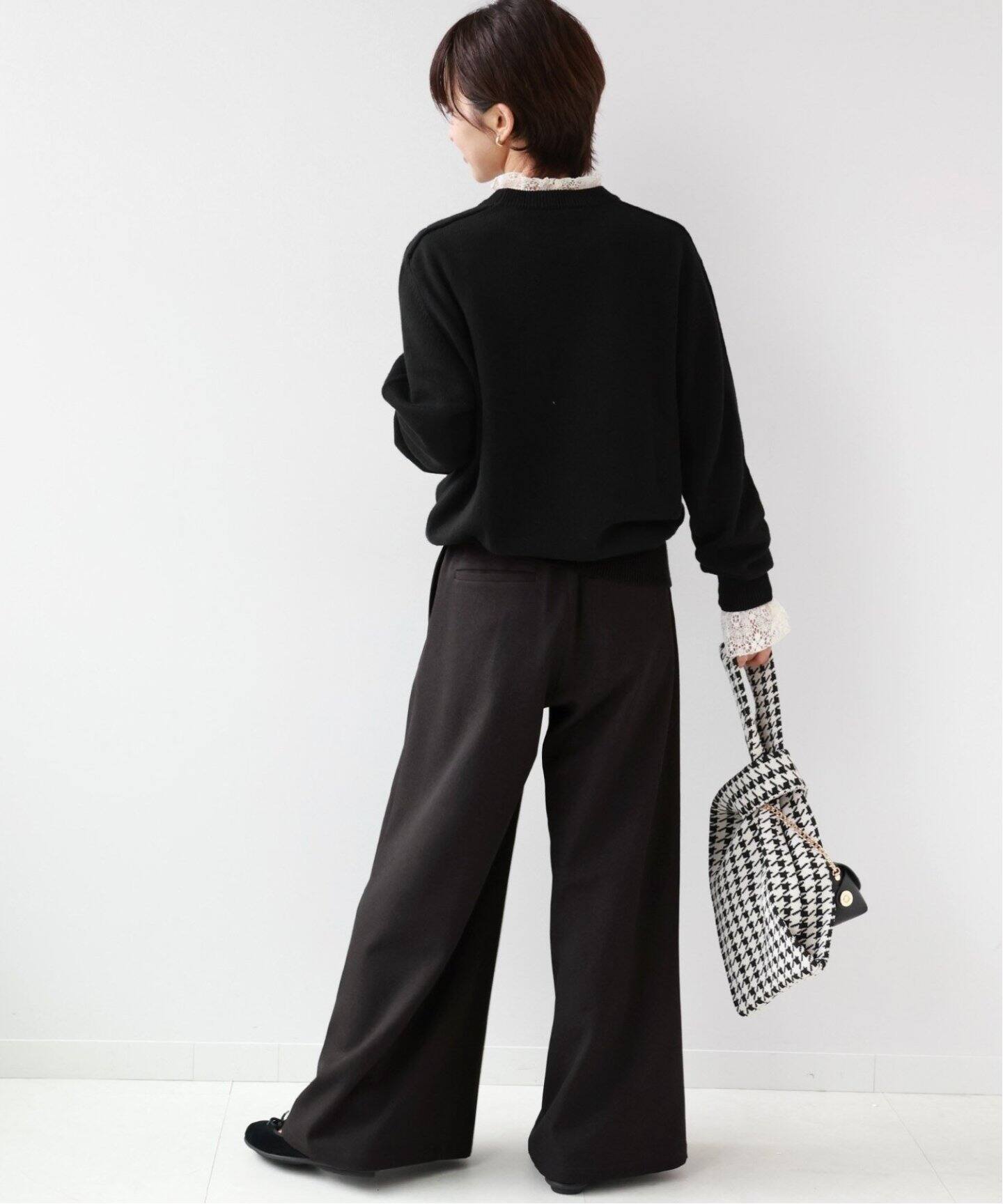 追加3》ウォッシャブルサージストレッチタックワイドパンツ  