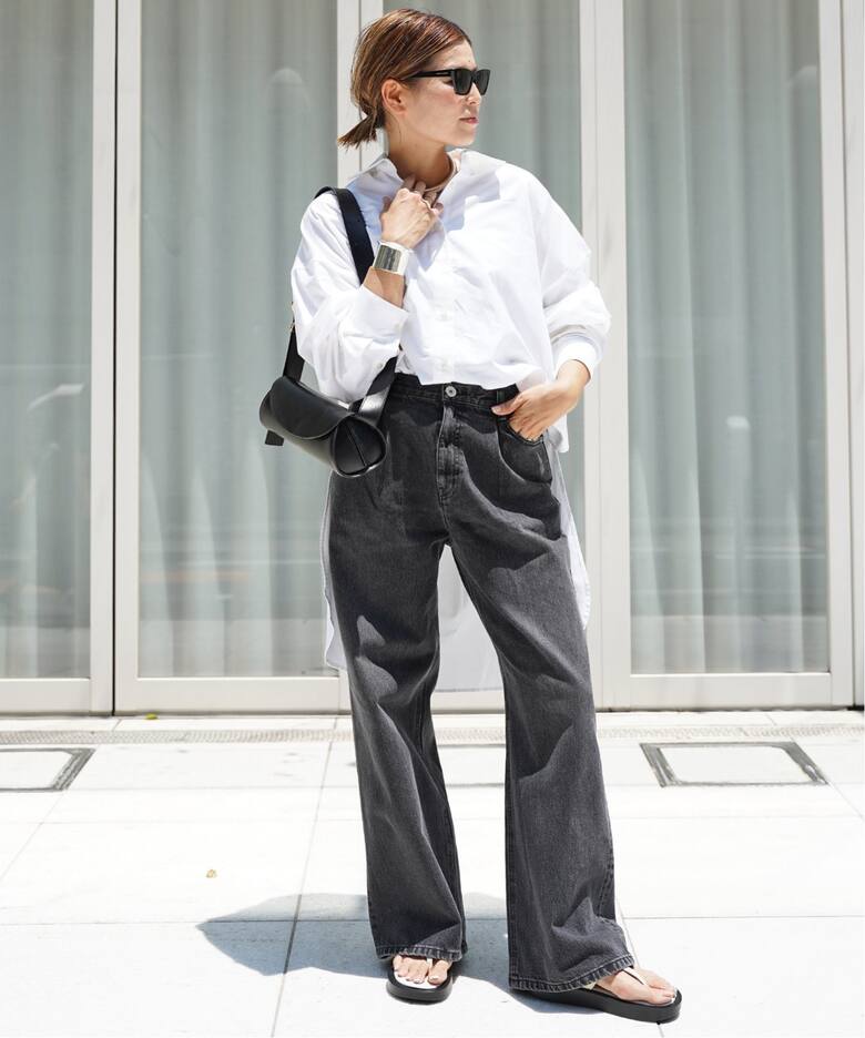 タックバギー デニム (GRY)（デニムパンツ・ジーンズ）｜Deuxieme 