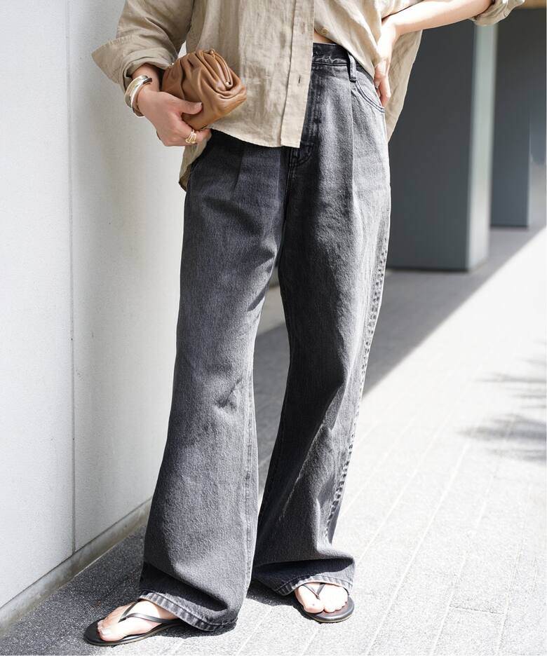 タックバギー デニム (GRY)（デニムパンツ・ジーンズ）｜Deuxieme 
